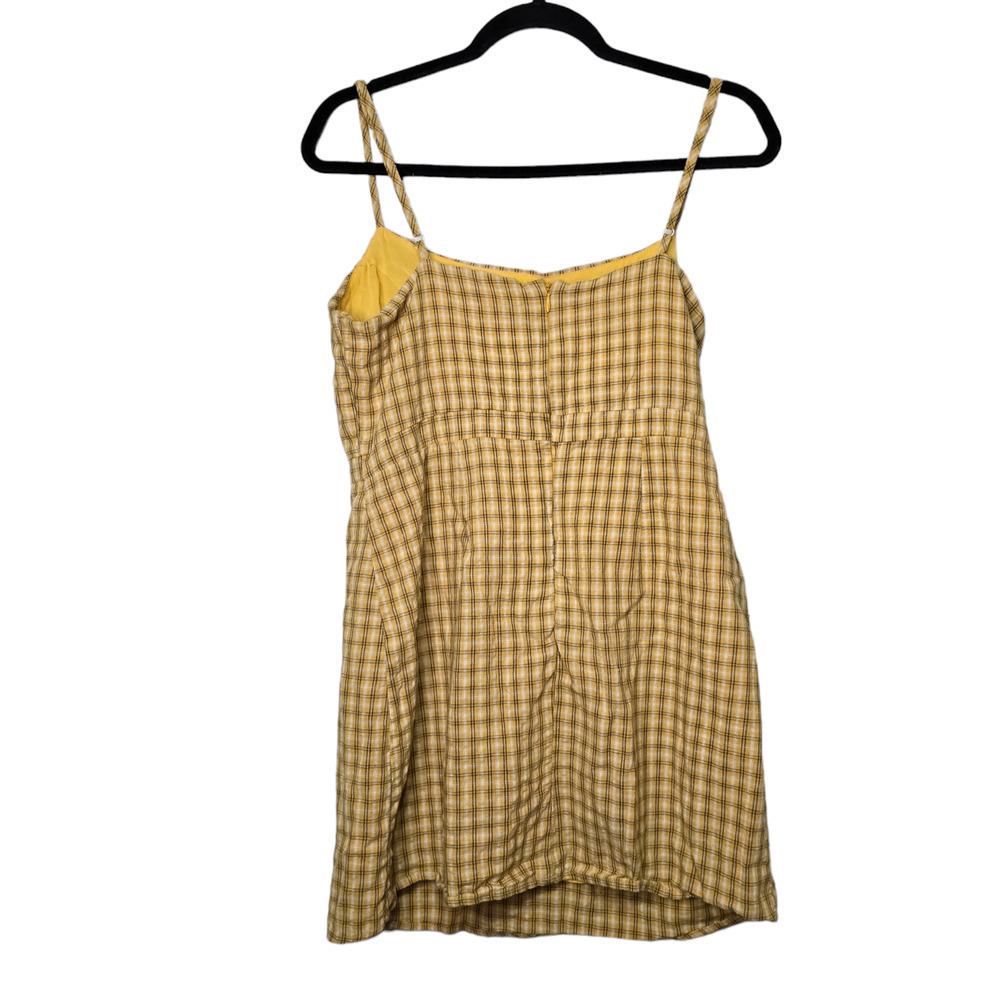 Urban Outfitters Casual Mini Dress Yellow Plaid - Size 12 - Picture 3 of 8